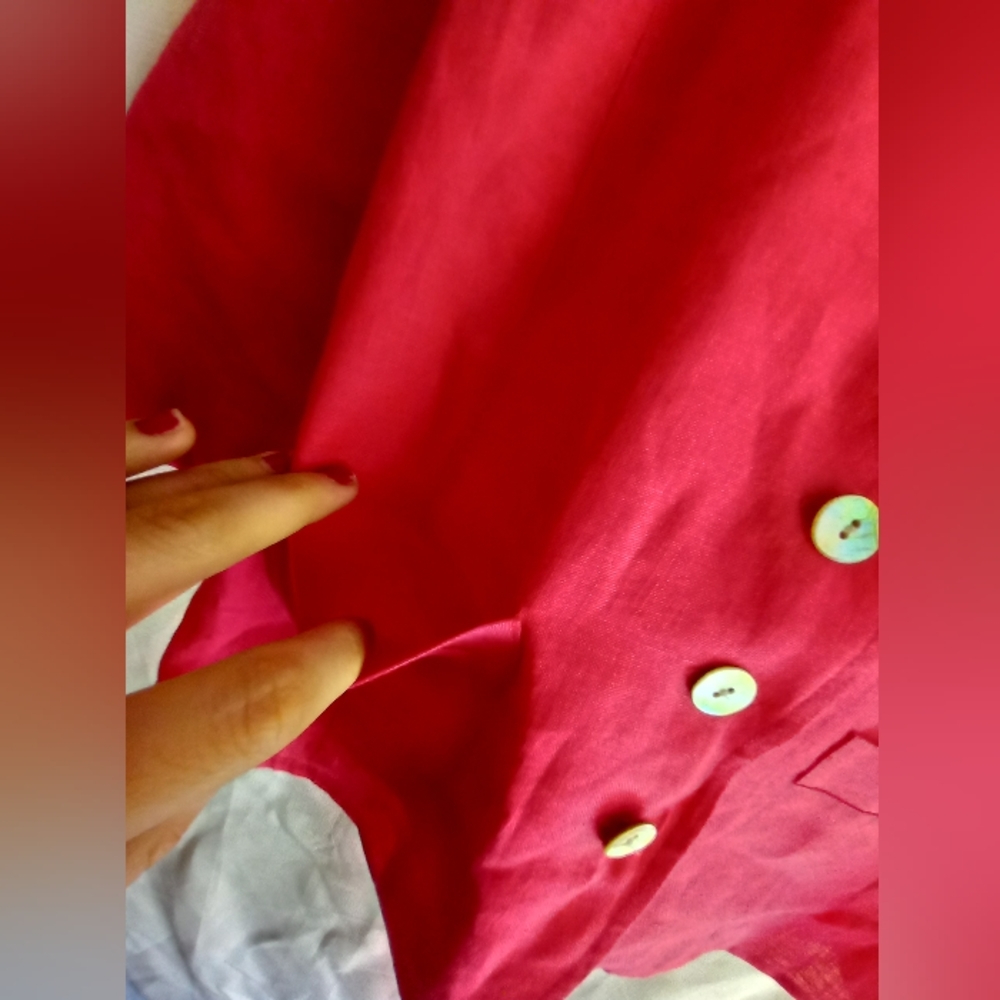 Pink Irish linen button down top - Picture 7 of 8